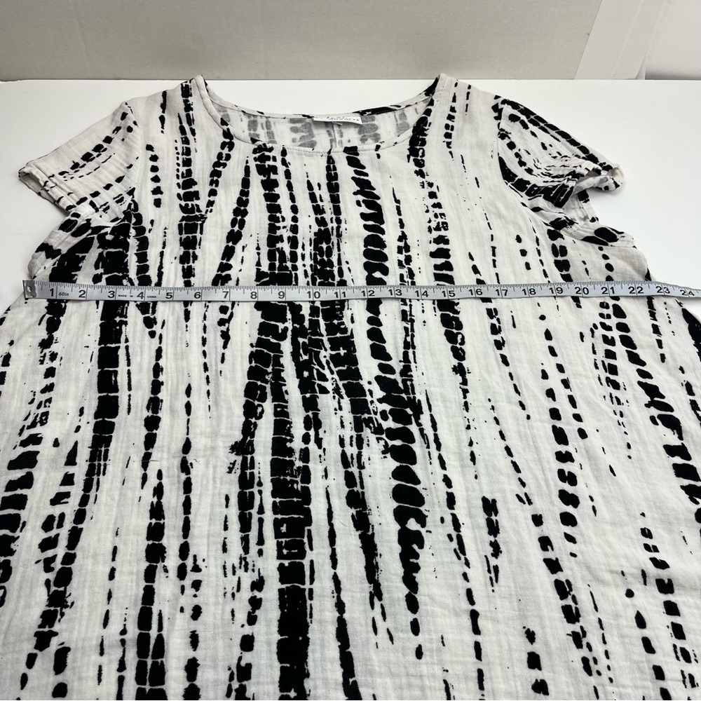 Bryn Walker Black White Flowy Tunic Top Lagenlook Womens Large Cotton *FLAW - Picture 7 of 11